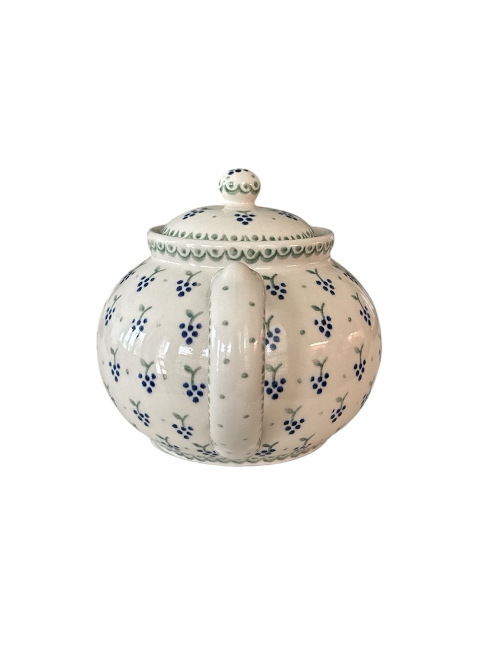 Boleslawiec Polish Pottery Teapot Blue Green Cluster Grapes Cottagecore Vintage - Picture 2 of 8